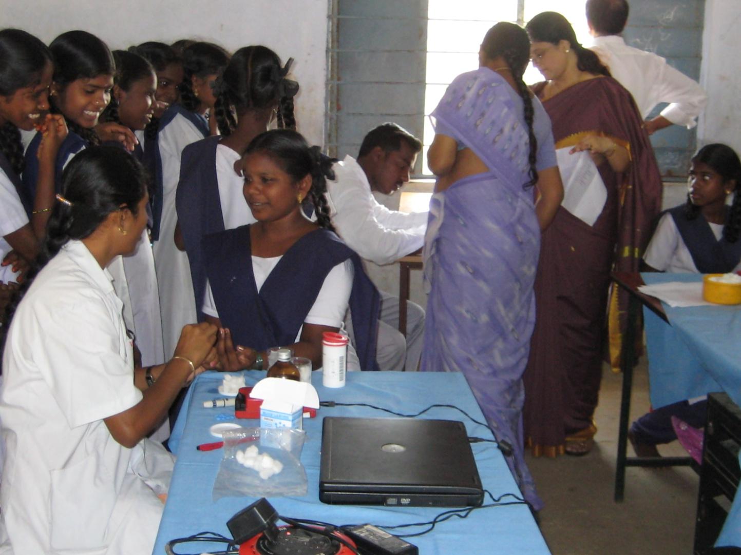 Thalassemia carrier screening camp at a school in Tamil Nadu